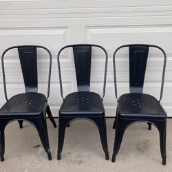 SET Of 3 Metal Dining Chairs w/ Feet Protectors *SEE ALL PICTURES FOR INFO*