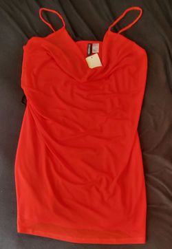 H&M Coral Red Sleeveless Top with Spaghetti Straps