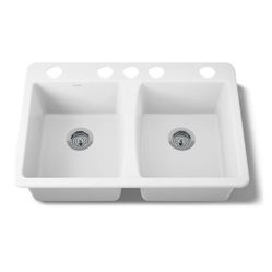 Kohler Deerfield 33" Double Basin Under-Mount Cast-Iron Kitchen Sink