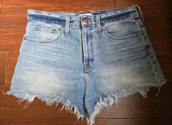 Madewell Women's Blue Denim Shorts, Dark Wash, Cuffed, High-Rise, Size 28