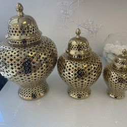 Gold ginger Jar Set 