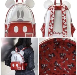 Limited Edition Exclusive Disney 100 Platinum Mickey Mouse LoungeFly Backpack