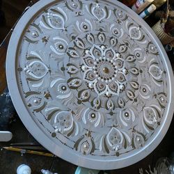 Beige 25” Hand Painted Mandala