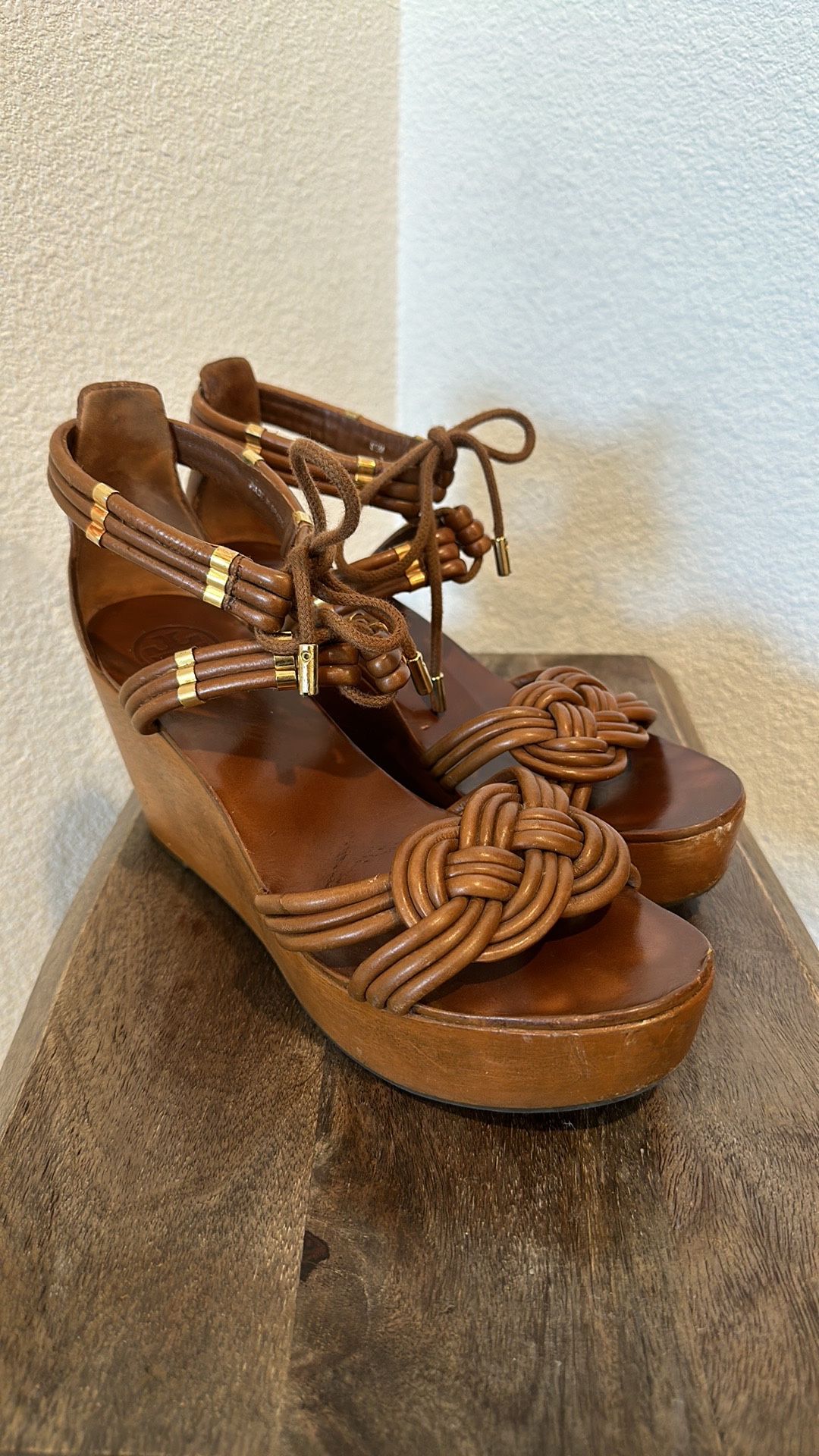 Tory Burch Platform Women's Miller Knotted Wedge Sandals Size 8.5
