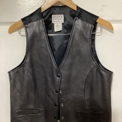 Firenze Santa Barbara Vintage Men’s Black Leather Vest - Size Medium