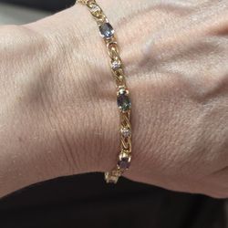 10K Gold Mystic Topaz & Diamond Bracelet