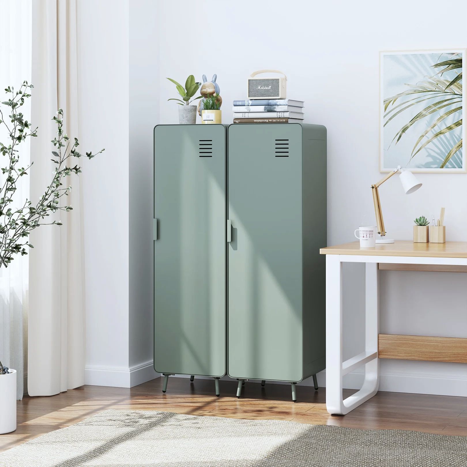 Homy Casa · Steel Locker Cabinet with Ventilated Doors · Slim Vertical Storage