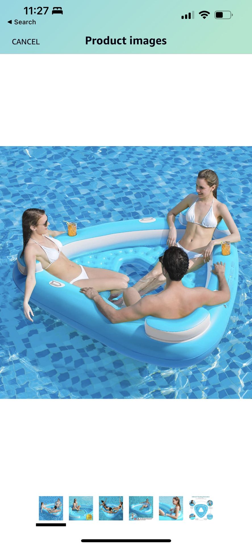 Floating Island Pool Float - Inflatable Lake Floaties Pool Lounger Raft Water Float with Cupholders Lake River Pool Floating Big Multi Person Party Fl