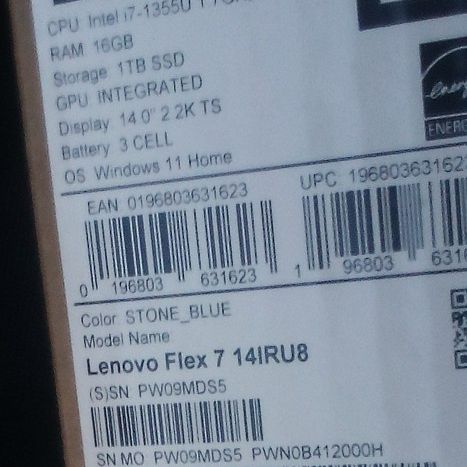 enovo Flex 7 14IRU8 14" 2.2K Touch Intel Core i7 - 16GB 1TB SSD W11H - Stone Blue
