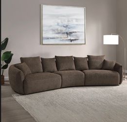 SOFA LUXURYAND CONFORTABLE W 7 PILLOWS W REMOVABLE COVERS  IN BROWN BOUCLE