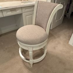 Beige Swivel Vanity Stool