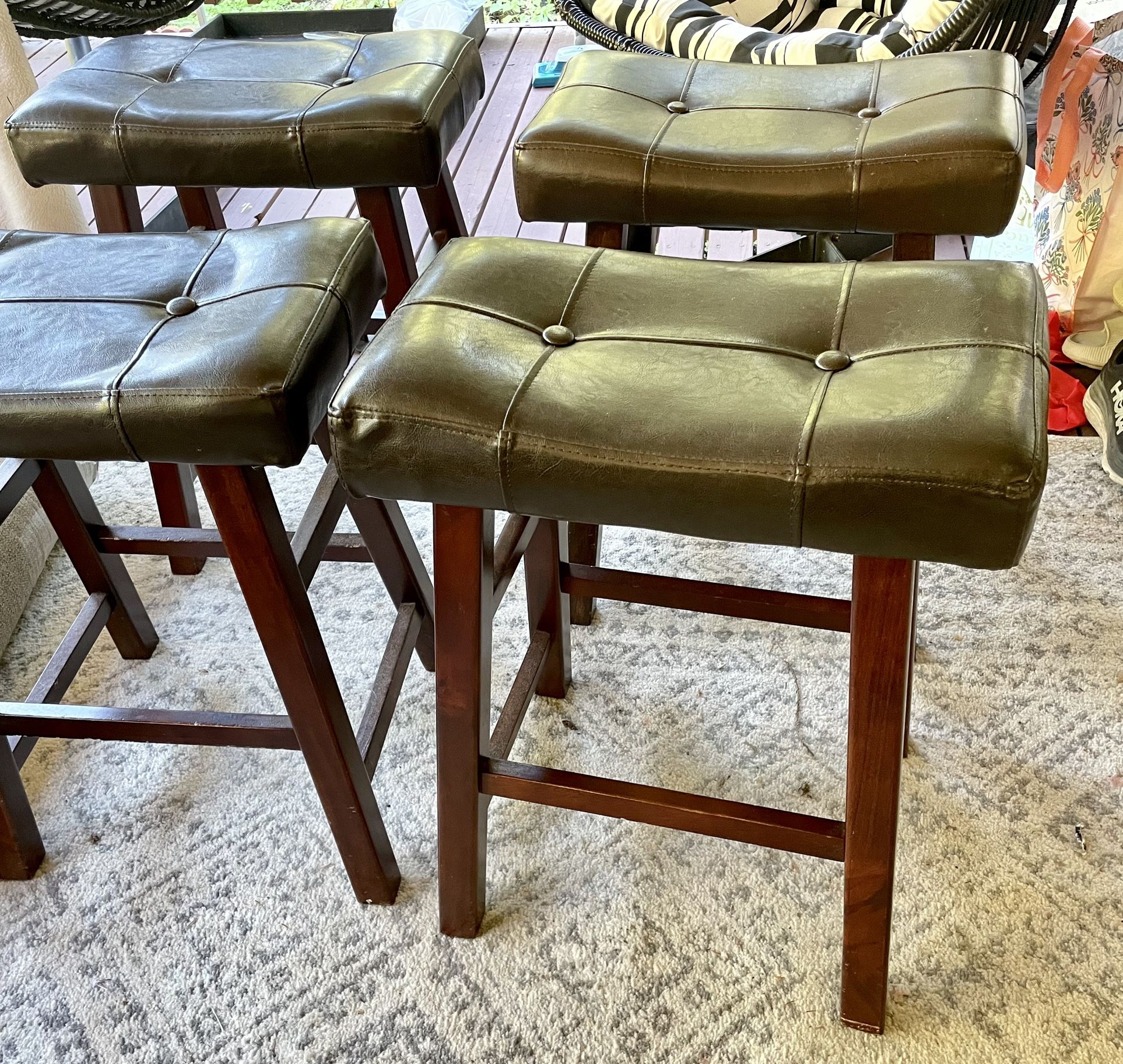4 Leather Counter Stools / All 4 For $60