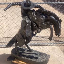 Bronze Bronco Buster Cowboy Rider Sculpture Remington