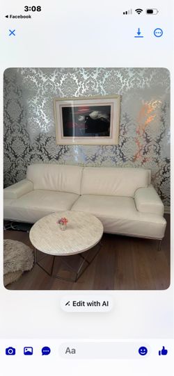 White leather sofa