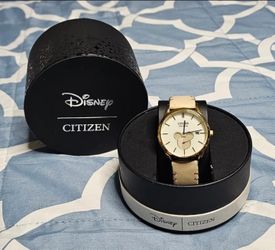 Citizen Eco-drive Mickey Mouse Womens Pink Leather Strap Watch Bv1132-08w