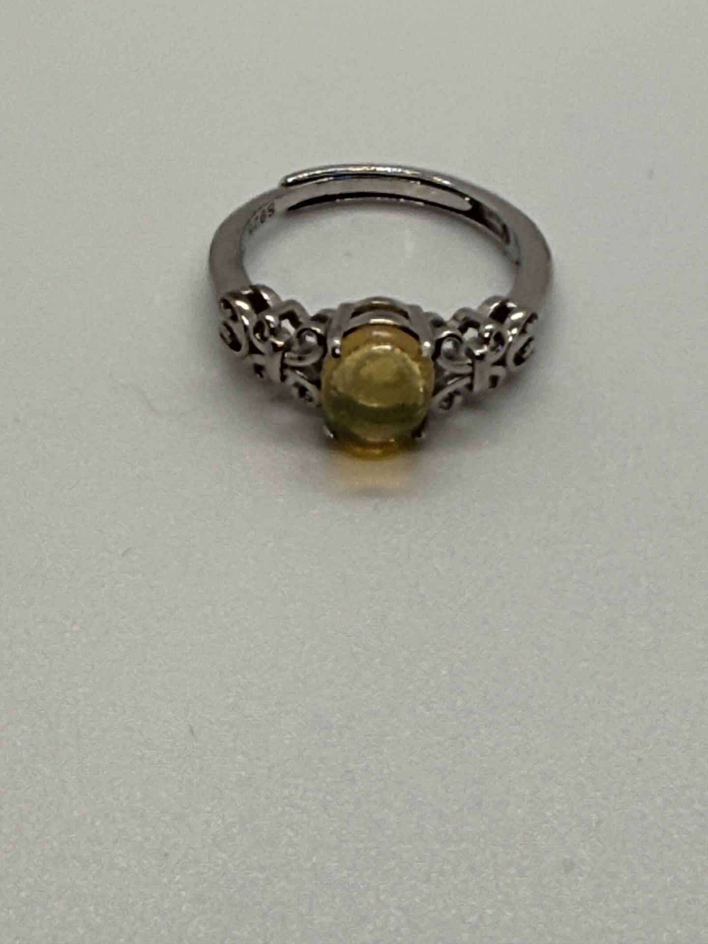 Yellow Moonstone On Sterling Silver Ring Adjustable