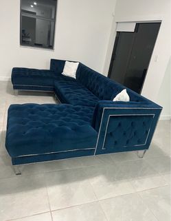 Navy Velvet 3pcs  Sectional