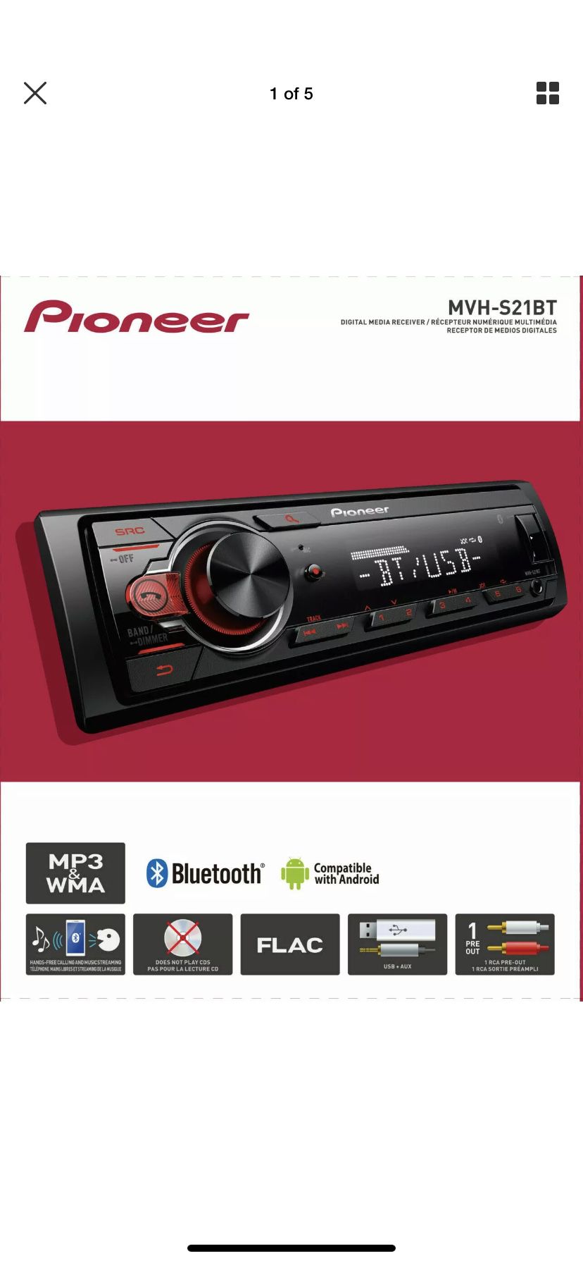 Pioneer MVH-S21BT Bluetooth Car Stereo Receiver AM/FM Auto Audio System Radio