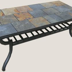 Metal and Slate Mosaic Coffee Table Set