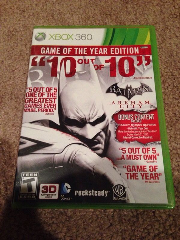 Batman Arkham City Game of the Year Edition GOTY Xbox 360 (Only Played Once)