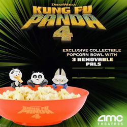 Kung Fu Panda 4 AMC Noodle Bowl Popcorn Bucket With  3 Removable Figurines NEW