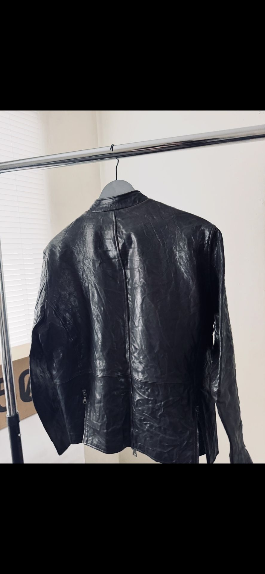 John Varvatos Leather Jacket – Dark Brown/Black, Wrinkled Leather