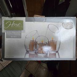 Glass Candle Holders Set of 3 – New