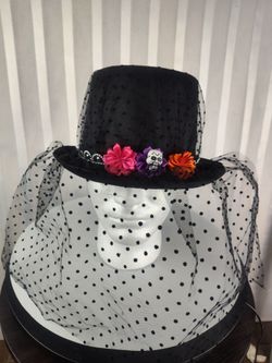 Halloween Gothic Top Hat with black Veil