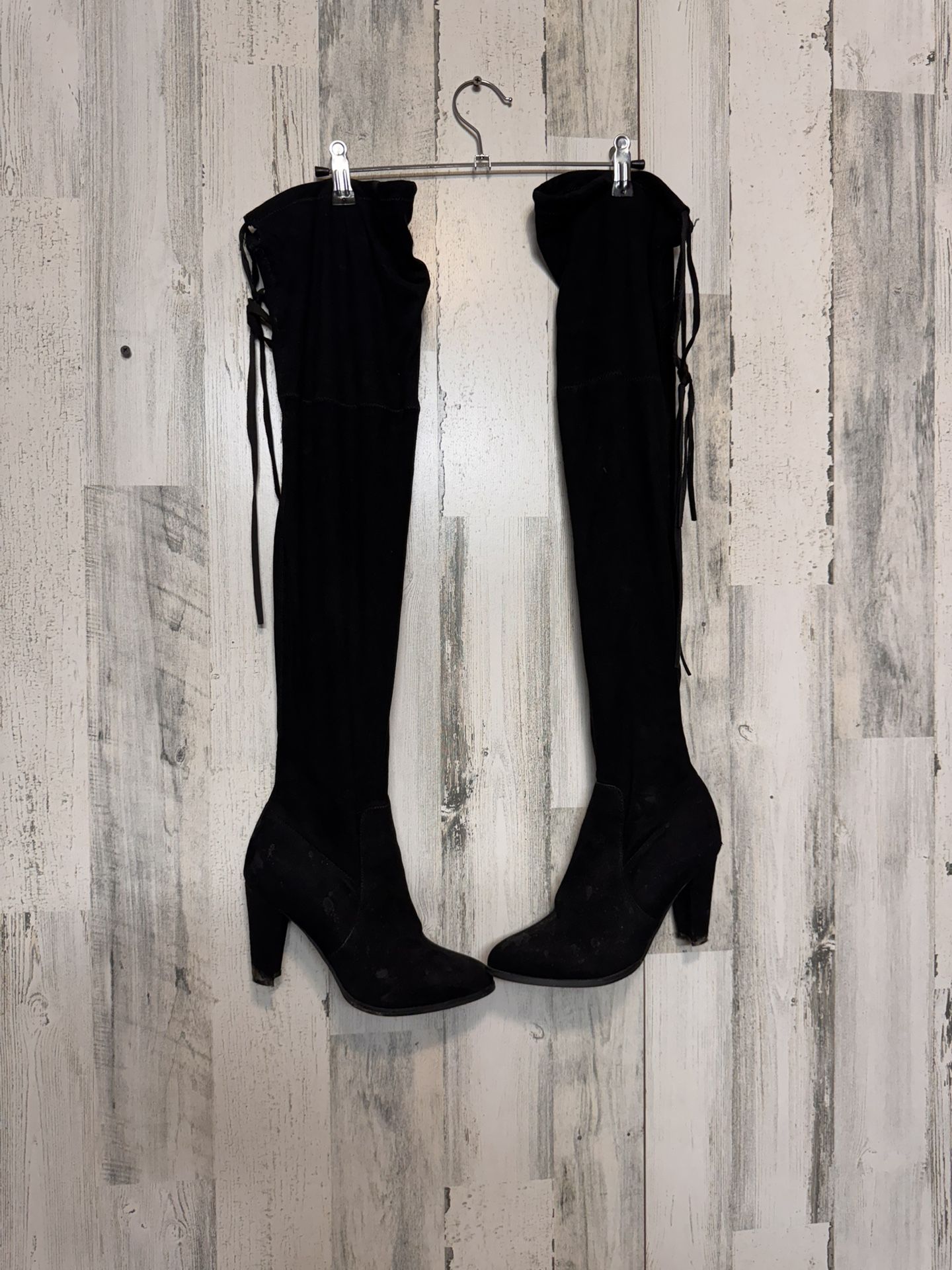 Over the knee boot black suede boots 7.5