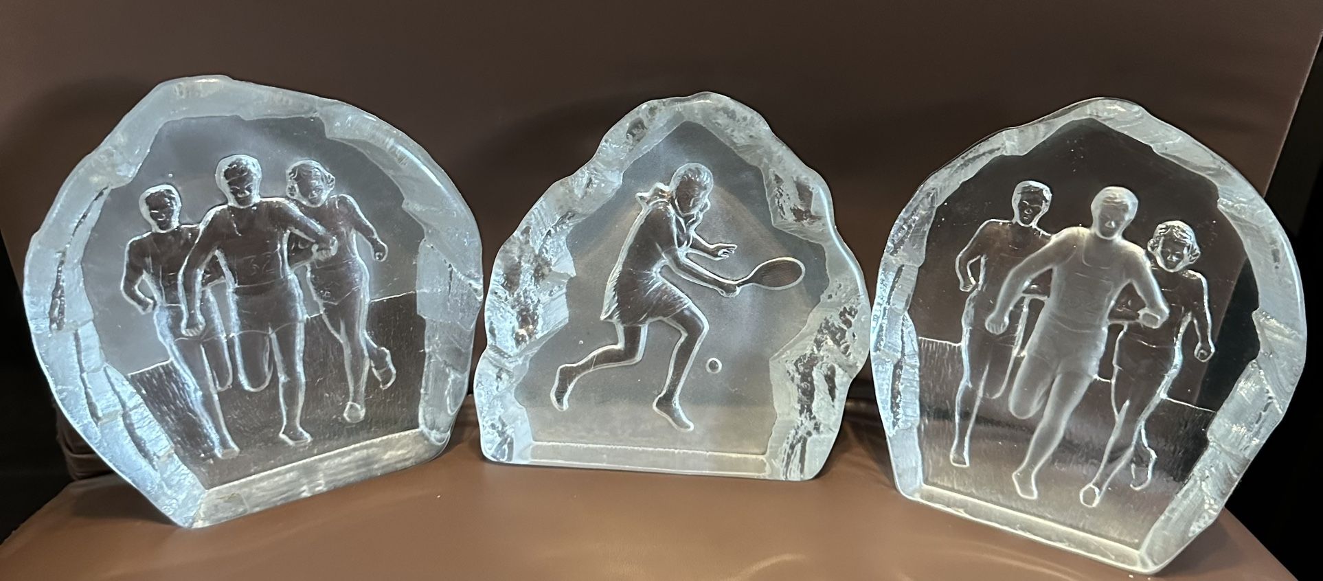 Running And Tennis Glass Paperweight