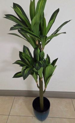 5ft Faux Dracaena in an 11in (Tall) Blue Resin Planter @ Lasting Creations