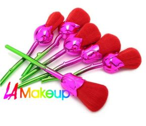 red rose flowers shape makeup brush set