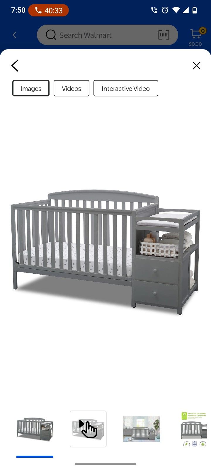 Grey Crib With Changing Table And Drawers