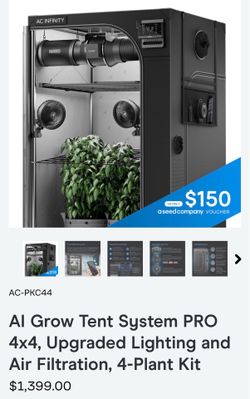 Al Grow Tent System PRO 4x4, Upgraded Lighting and Air Filtration, 4-Plant Kit