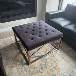 Tufted ottoman With Rose Gold Frame