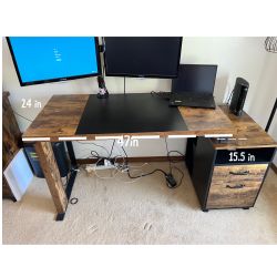 Desk with Attached File Drawer 