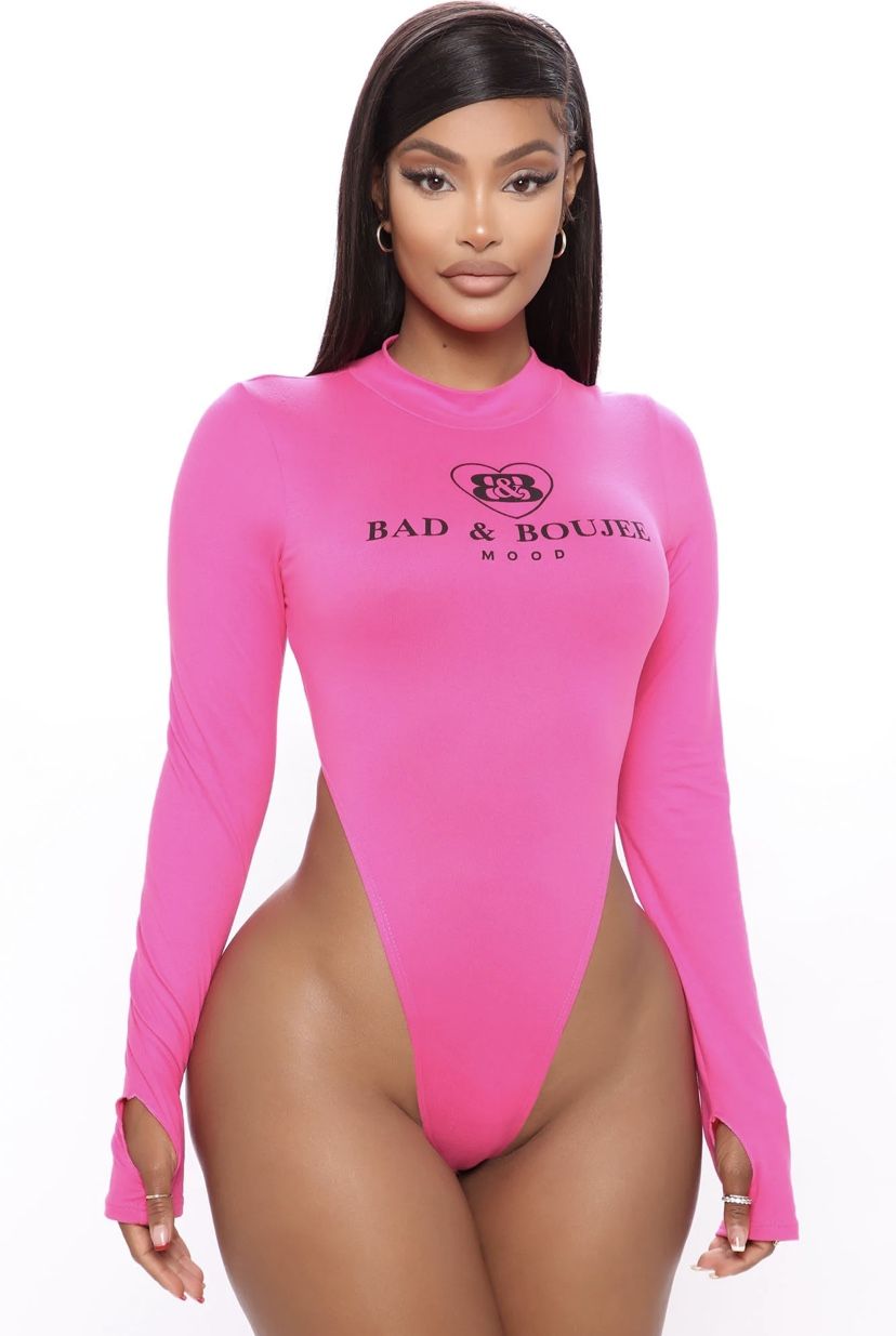 Boujee High Cut Bodysuit (Fuchsia) Medium