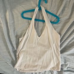 White Halter Cotton On Tank Top