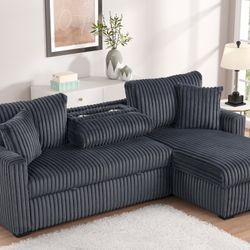 Aria Charcoal Sectional With Pull Out Bed & Storage Chaise 🚛😱🔥👀✅