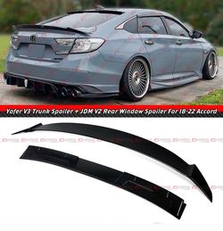 18-22 Accord Gloss Black Yofer V3 Trunk Spoiler + Rear Window Spoiler