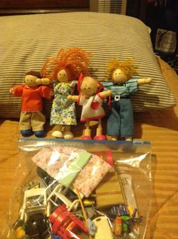 Plan toys 4 piece doll family with furniture