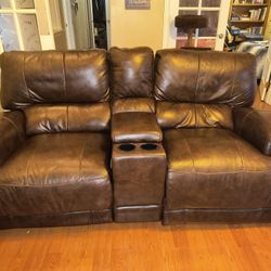 Brown Leather Reclining Couch