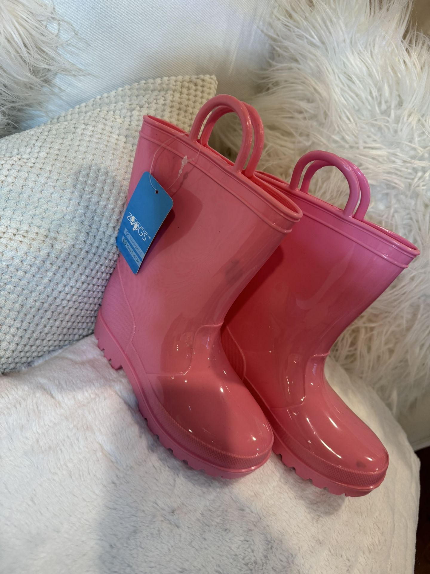 Brand New (with slight exception) Zoogs Waterproof Pink Rain boots 