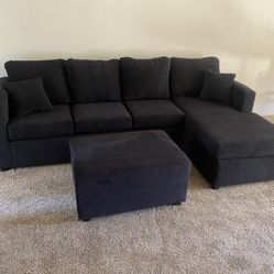 Black Sectional With Ottoman ‼️available In Other Colors ‼️