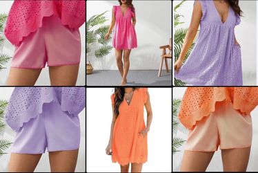 Short sleeve summer dress for women casual outfit with elegant integrated shorts with frenzy V-neck lace jacquard lace lace