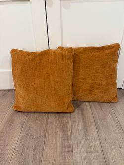 Set of 2 Burnt Orange Chenille Throw Pillows