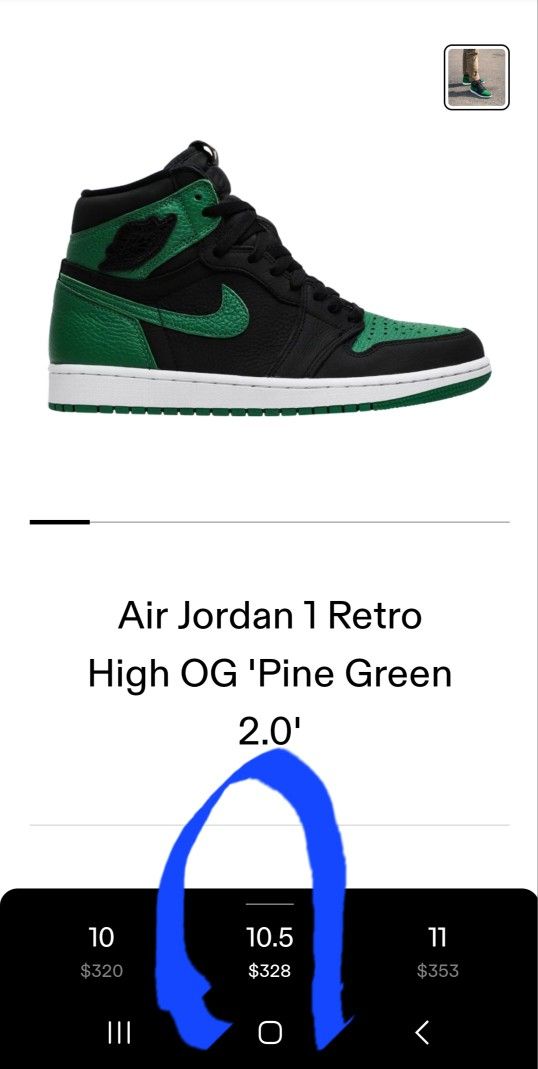 Jordan 1 Pine Green Size 10.5