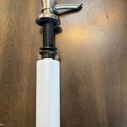 Brushed nickel in sink soap dispenser