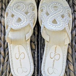 Ivory Rhinestone Sandals (Size 5)