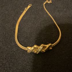 6.5” Gold Plated Bracelet With Rhinestones,by Avon